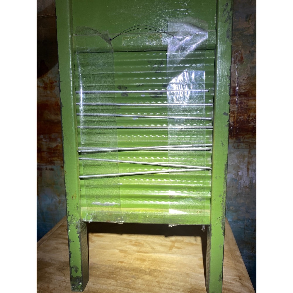 Vintage Hand Painted Daisy Floral Wooden Washboard Green Rustic Farmhouse Decor - Picture 3 of 4